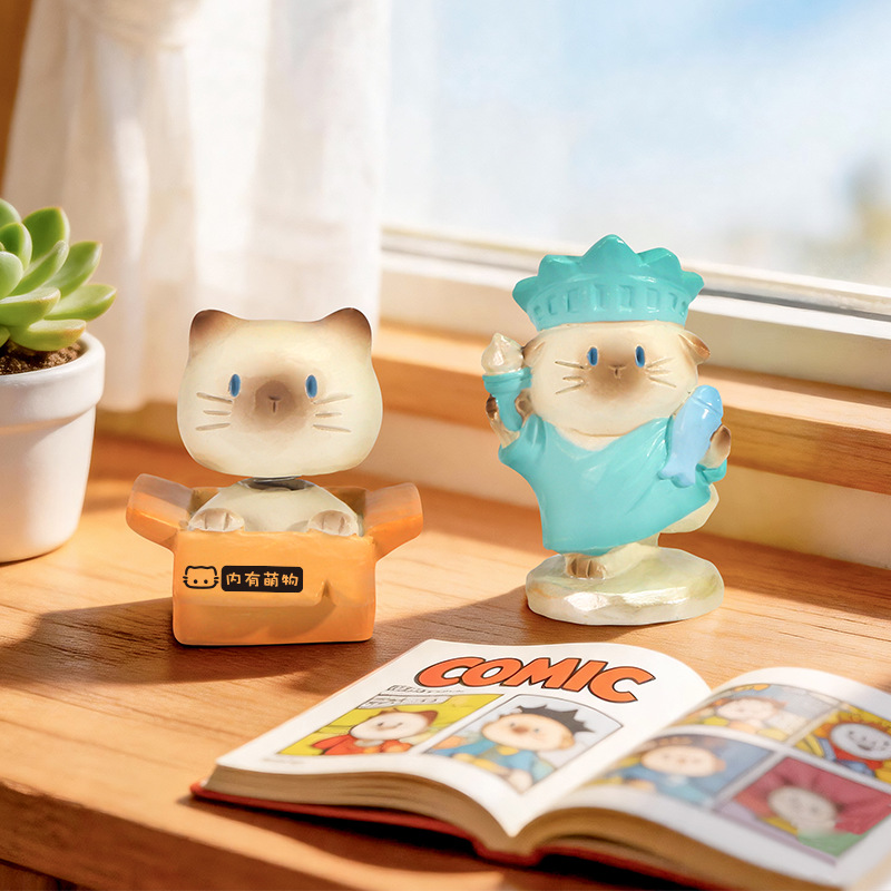 귀여운 고양이 블라인드 박스 피규어, 레진 소재의 책상 - Home Security Items 리뷰 및 가격